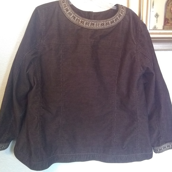 EUC Avenue Jeans Embroidered Brown Corduroy Jacket size 3X - Picture 6 of 6
